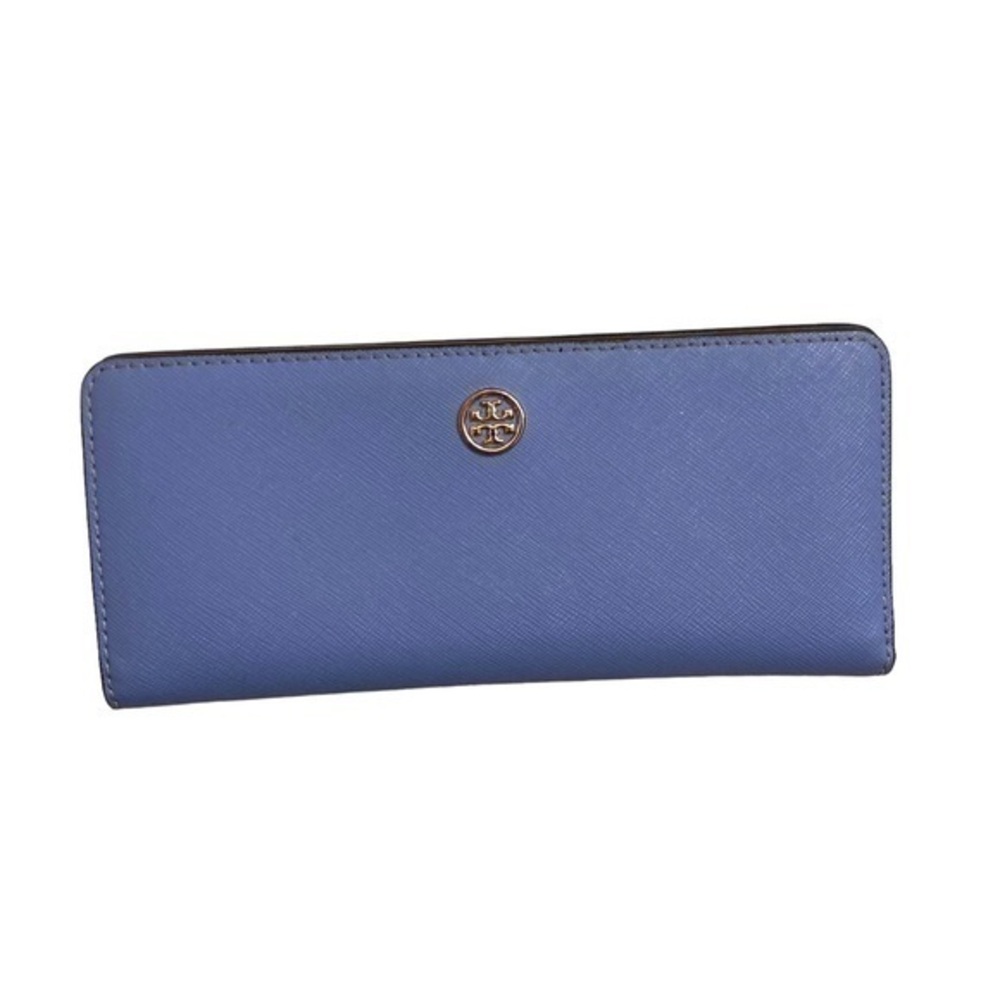 Tory Burch blue saffiano leather wallet
